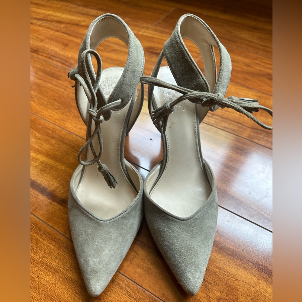Vince Camuto bomina suede pointy toe tie mules